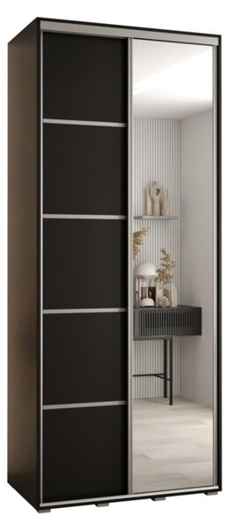 Szafa przesuwna wysoka Davos 5 120, gł. 45 cm czarny + czarny + srebrny