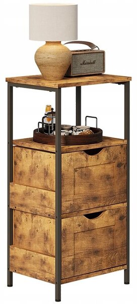 Szafka nocna stolik sypialnia komoda 2 szuflady ciemny brąz loft retro 80cm