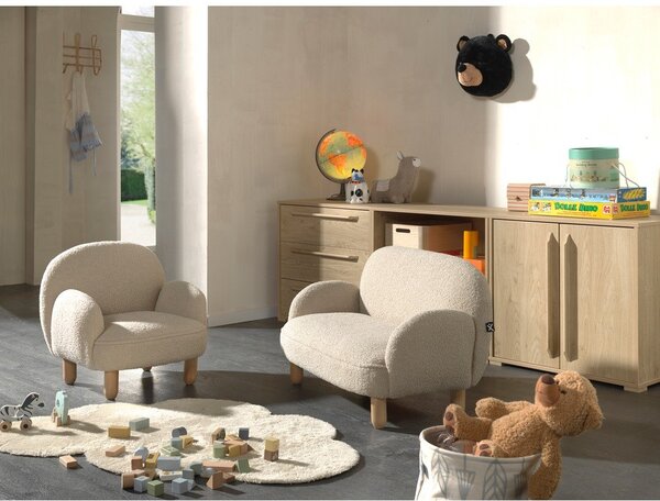 Beżowy fotel dziecięcy z materiału bouclé Rocky – Vipack