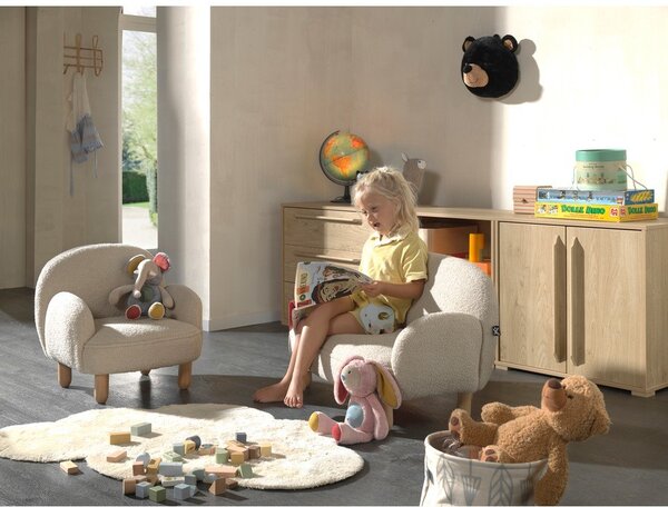 Beżowy fotel dziecięcy z materiału bouclé Rocky – Vipack