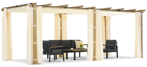 Pergola tarasowa Barbados 3x6 m z zasłonami Garden Point woodlike-beż