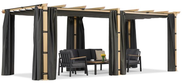 Pergola tarasowa Barbados 3x6 m z zasłonami Garden Point woodlike-antracyt