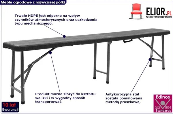 Zestaw czarnych ławek ogrodowych D4-N37