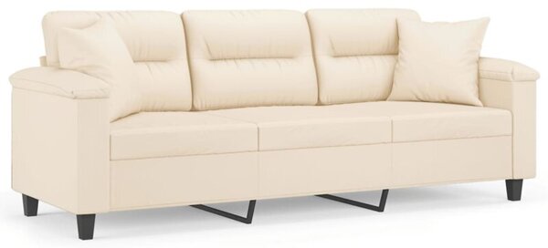 Sofa 3-osobowa z poduszkami, beÅ¼owa, 180 cm, mikrofibra