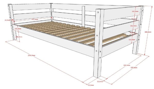 Białe łóżko dziecięce z litego drewna sosnowego z wysuwanym łóżkiem ze stelażem 90x200 cm Margrit – Vipack