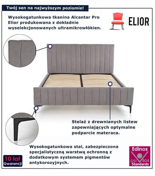 Szare nowoczesne tapicerowane łóżko C9-Z16