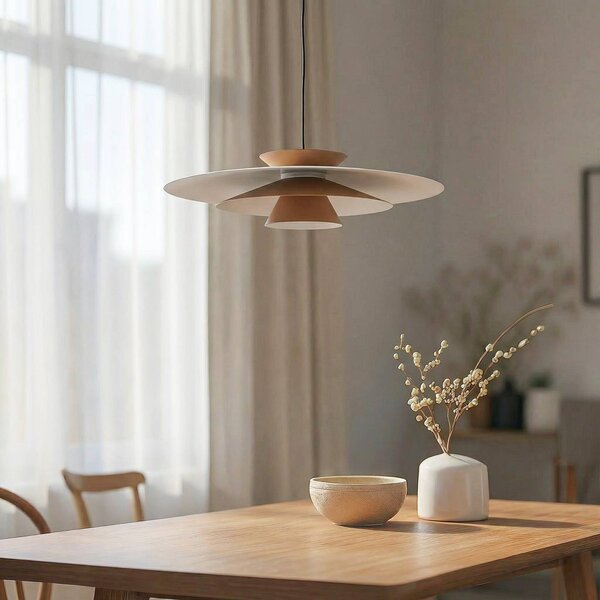 Lampa wisząca Livie Lucande, możliwość ściemniania, kremowy / amber, salon / jadalnia, nowoczesny