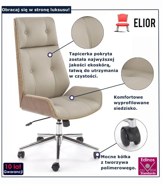 Nowoczesny beżowy fotel biurowy obrotowy T9-M55
