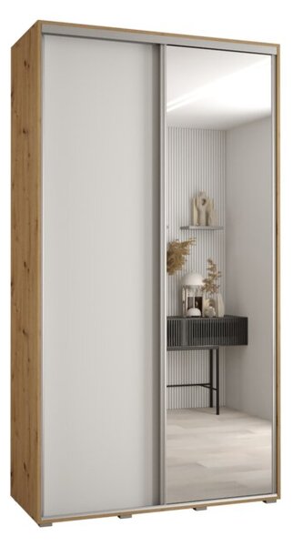 Szafa przesuwna wysoka Davos 3 130, gł. 45 cm artisan + biały + srebrny