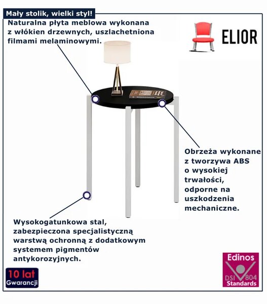 Czarny okrągły stolik kawowy B0-R31