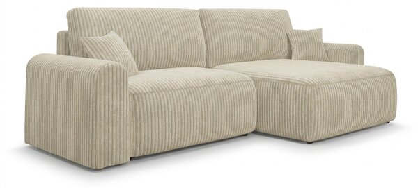 Rozkładany dwustronny zestaw wypoczynkowy w kształcie litery L NORDEN TILIA 250x140 cm, kremowy