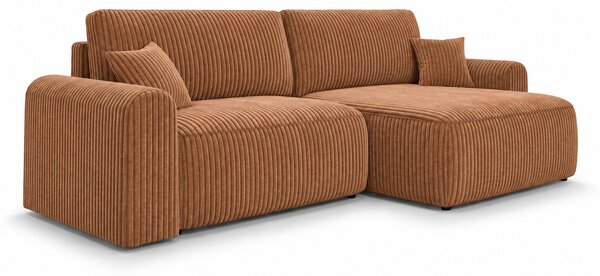 Rozkładana dwustronna sofa w kształcie L NORDEN TILIA 250x140 cm, terakotowa