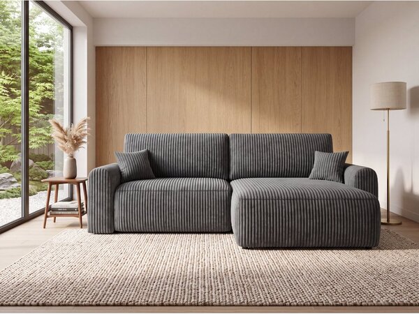 Rozkładana dwustronna sofa narożna do L NORDEN TILIA 250x140 cm, szaroniebieska