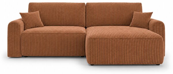 Rozkładana dwustronna sofa w kształcie L NORDEN TILIA 250x140 cm, terakotowa