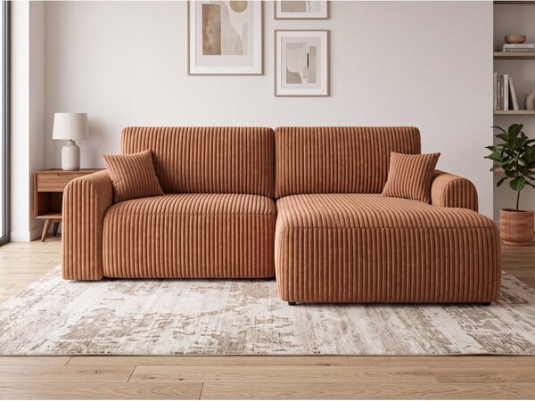 Rozkładana dwustronna sofa w kształcie L NORDEN TILIA 250x140 cm, terakotowa