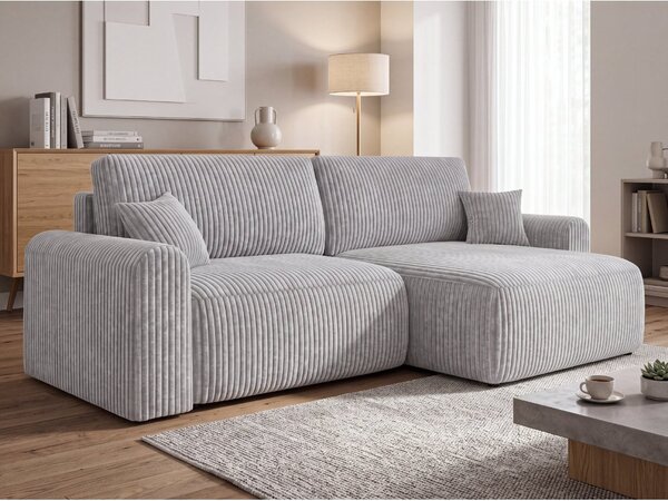 Rozkładany obustronny zestaw wypoczynkowy w kształcie L NORDEN TILIA 250x140 cm, jasnoszary