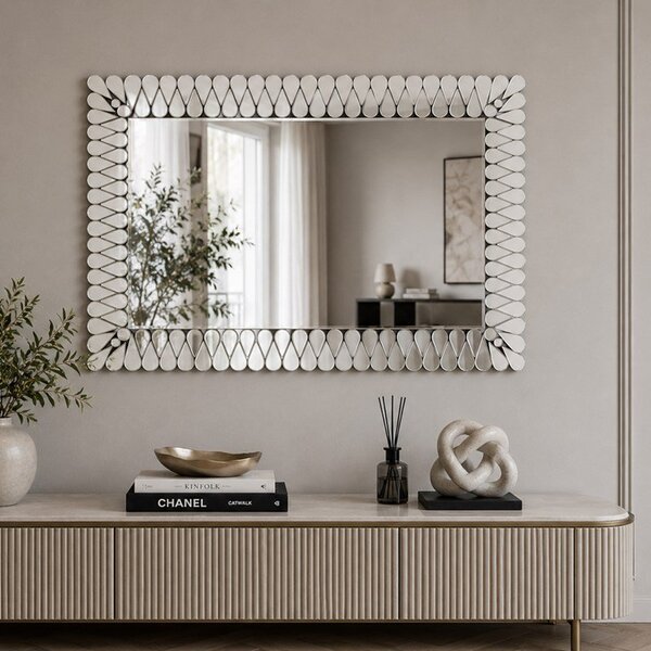 Srebrne lustro glamour prostokątne 80x120 cm M-0690