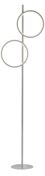 Lampa stojąca podłogowa nowoczesna srebrna dwa pionowe ringi LED 24W MINI RITUS Just Light