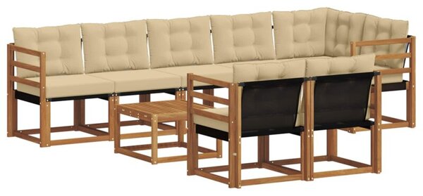 Zestaw mebli ogrodowych z drewna akacjowego z ergonomicznymi poduszkami i modułowym designem