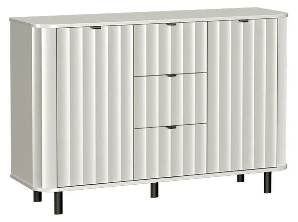 Biała ryflowana komoda z 3 szufladami R3-A85