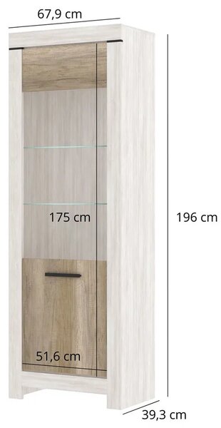 Witryna wysoka z LED sosna canyon + dąb karabela B4-Z67