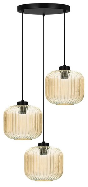 Lampa z trzema kloszami beżowa wisząca E4-S53