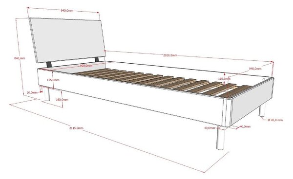 Łóżko jednoosobowe z litego drewna dębowego ze stelażem 90x200 cm w naturalnym kolorze Forrest – Vipack