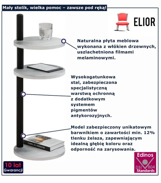 Okrągły stolik do salonu beton + czarny A3-B51