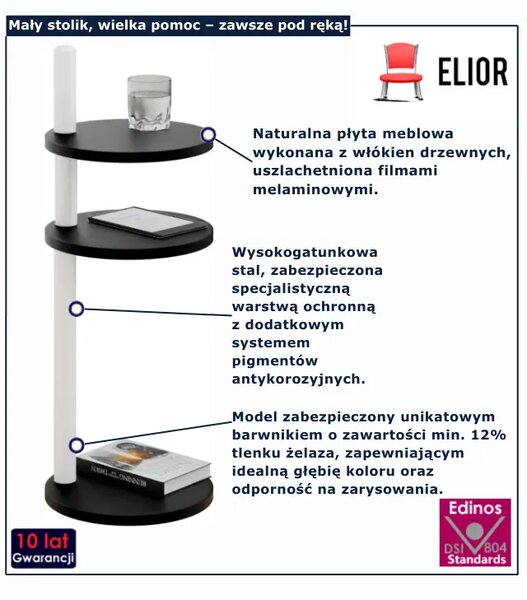 Czarny okrągły stolik do salonu D4-Z59