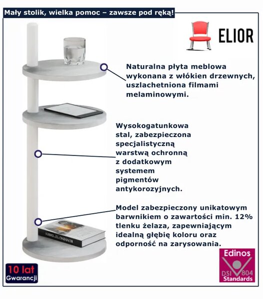 Stolik pomocniczy beton + biały B1-S35