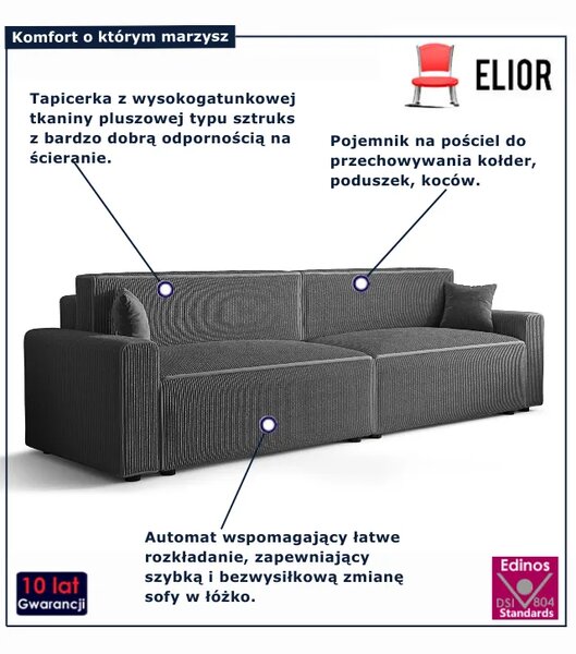 Ciemnoszara sofa rozkładana z funkcją spania Z4-Z90