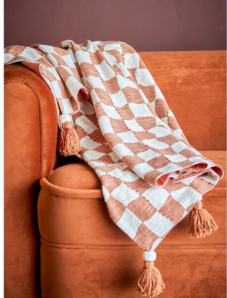 Brązowo-beżowy bawełniany koc 130x150 cm Chola – Bloomingville