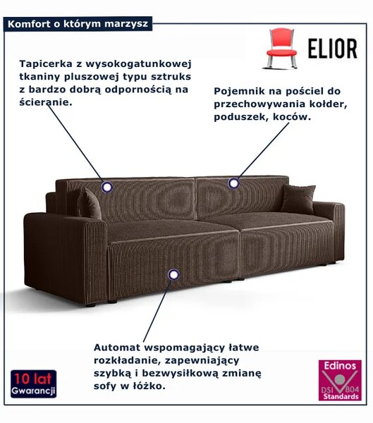 Brązowa rozkładana sofa tapicerowana M0-N55