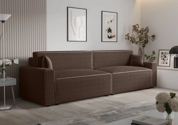Brązowa rozkładana sofa tapicerowana M0-N55