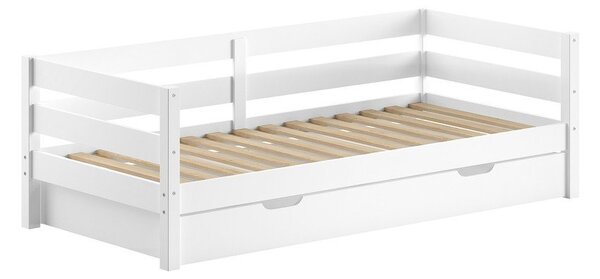 Białe łóżko dziecięce z litego drewna sosnowego z wysuwanym łóżkiem ze stelażem 90x200 cm Margrit – Vipack