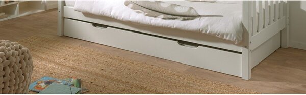 Białe łóżko dziecięce z litego drewna sosnowego z wysuwanym łóżkiem ze stelażem 90x200 cm Margrit – Vipack