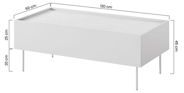 Stolik kawowy Desin 120 cm z szufladami - oliwka / dąb nagano