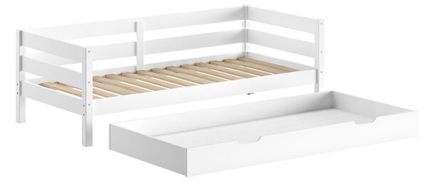 Białe łóżko dziecięce z litego drewna sosnowego z wysuwanym łóżkiem ze stelażem 90x200 cm Margrit – Vipack
