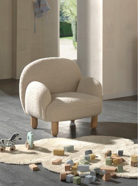 Beżowy fotel dziecięcy z materiału bouclé Rocky – Vipack