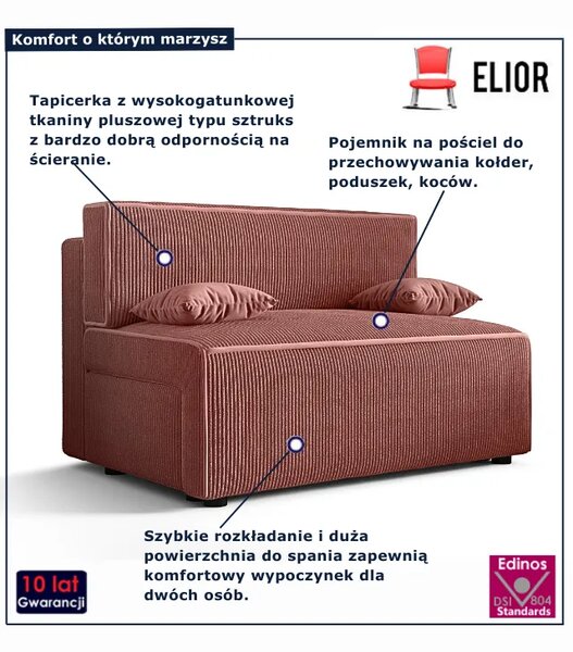 Rozkładana sofa w kolorze łososiowym N4-N04
