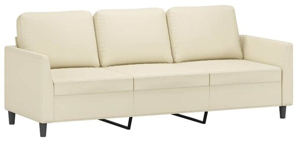 Sofa, 3-osobowa kremowa, 180 cm, sztuczna skÃ³ra
