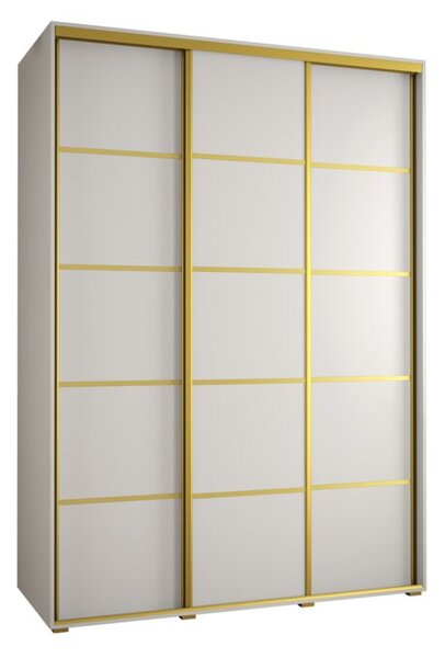 Szafa przesuwna wysoka Davos 4 180, gł. 45 cm biały + biały + złoty