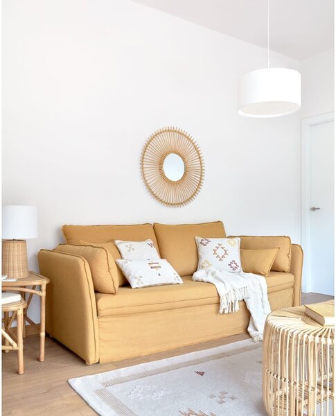 Musztardowa rozkładana sofa 210 cm Tanit – Kave Home