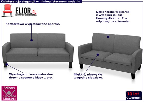 Ciemnoszary tapicerowany zestaw wypoczynkowy D6-E95