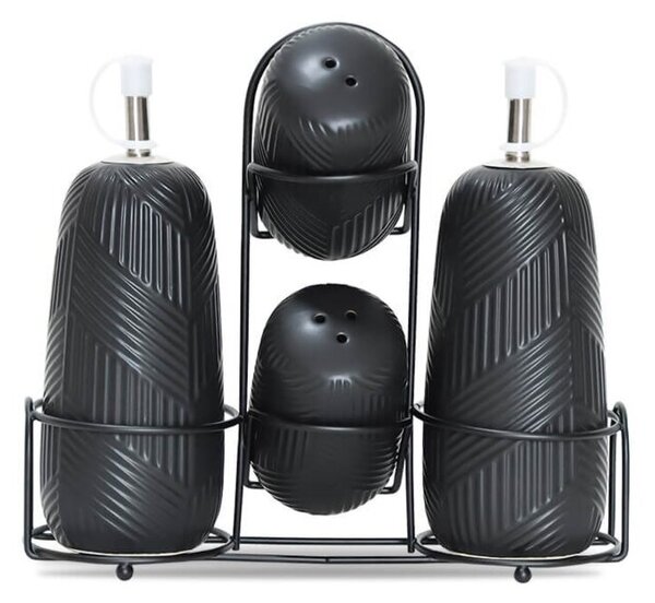 Ceramiczny zestaw do przypraw 5-ele przyprawnik Geometry Black MAESTRO