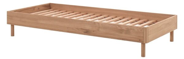 Łóżko jednoosobowe z litego drewna dębowego bez zagłówka ze stelażem w naturalnym kolorze 90x200 cm Forrest – Vipack