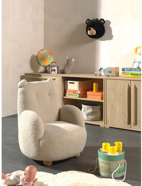 Beżowy fotel dziecięcy z materiału bouclé Rocky – Vipack