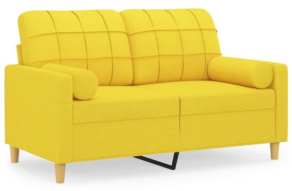 Sofa 2-osobowa z poduszkami, jasnoÅ¼Ã³Åta, 120 cm, tkanina