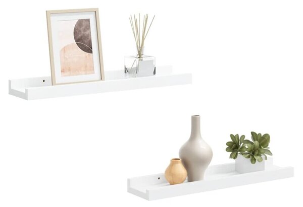 Półki ścienne na zdjęcia, 2 szt., białe, 40x9x3 cm, mdf