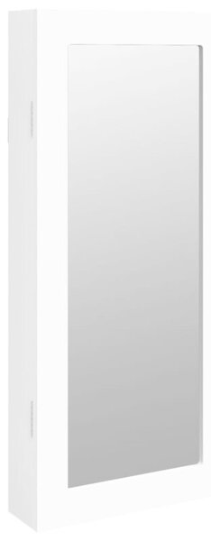 Wisząca szafka na biżuterię, z lustrem, biała, 30x8,5x67 cm